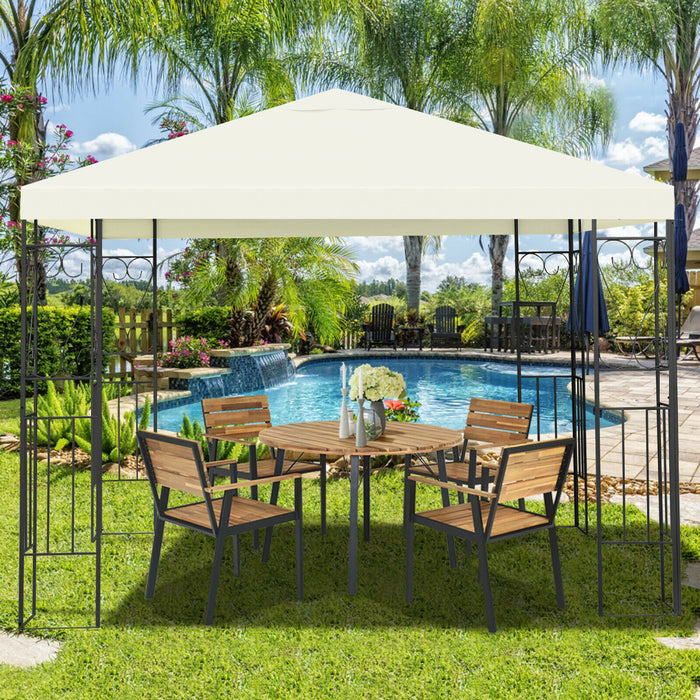 Costway 10’x10’ Patio Gazebo Canopy Tente A Cadre En Acier Abri Auvent De Partie De Patio