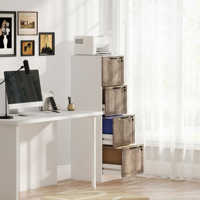 HOMCOM Classeur 4 tiroirs avec serrure, format A4, blanc