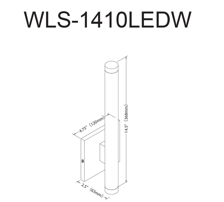 Applique murale Wilson de Dainolite en acrylique givré qui diffuse la lumière, avec fini chromé poli et ampoule à DEL de 10 W