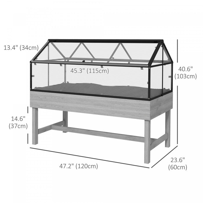Outsunny Lit De Jardin Sureleve, Event De Serre A Cadre Froid, Gris Vieilli
