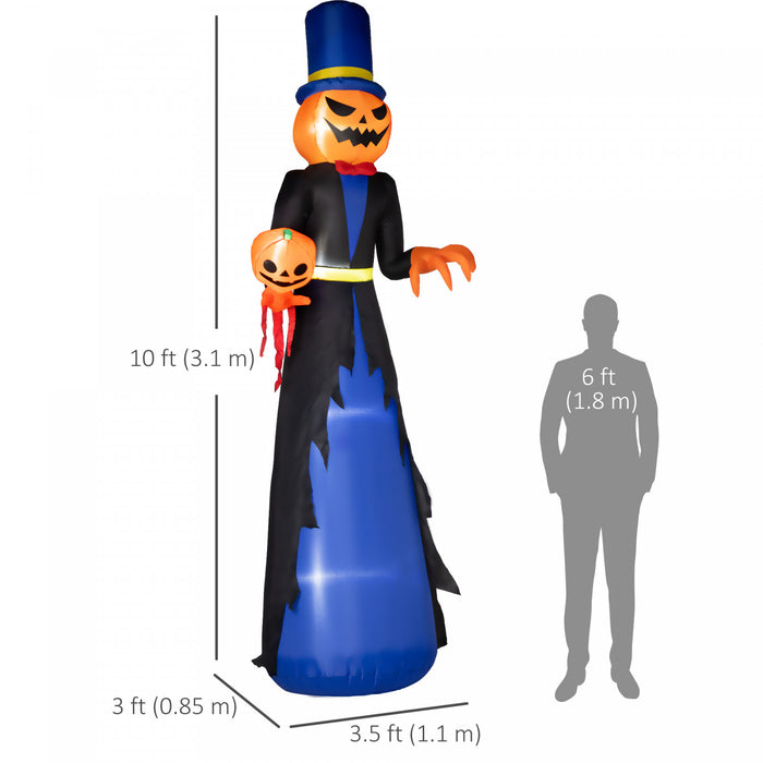 Outsunny Gonflable Faucheuse Tete De Citrouille D'halloween Led De 10 Pi