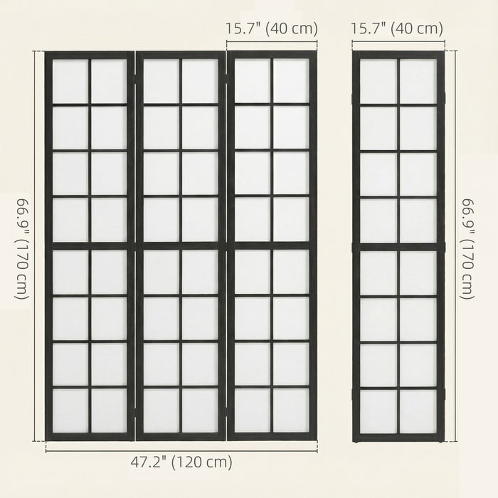 HOMCOM Paravent a 3 Panneaux, Ecran de Separation Pliable de 5.6 pi, Noir