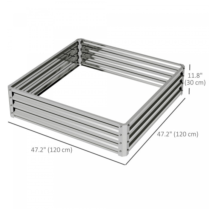 Jardiniere Surelevee En Acier Galvanise De 4 Pi X 4 Pi X 1 Pi, Argente