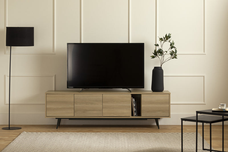 Meuble pour téléviseur Mezzy de 71 po avec portes - frêne naturel