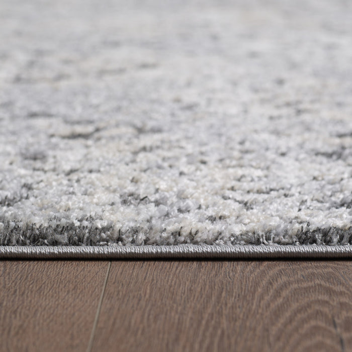 Carpette Darius grise à motif de diamants rétro - 6 pi 7 po x 9 pi 6 po