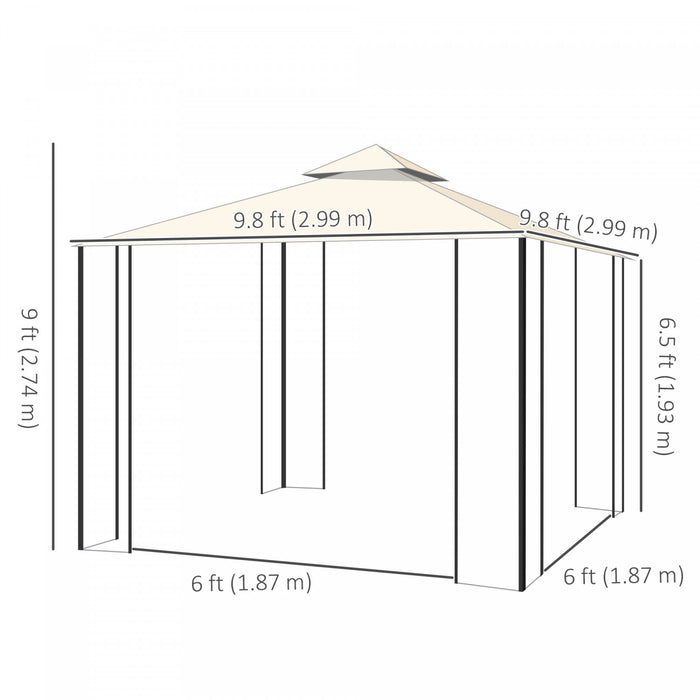 Outsunny Auvent De Terrasse A Toit Souple10' X 10', Creme