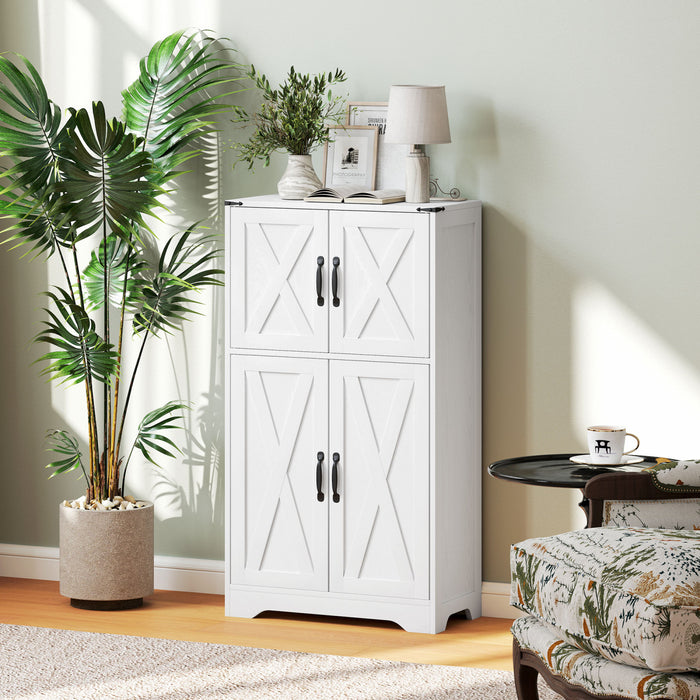 HOMCOM Armoire de garde-manger de cuisine avec portes de grange, Blanc