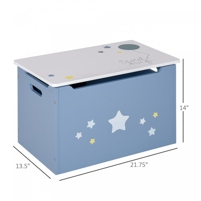 Qaba Boite De Rangement Pour Jouets En Bois Pour Enfants Avec Banc A Gaz 55 X 34 X 35,6 Cm Bleu
