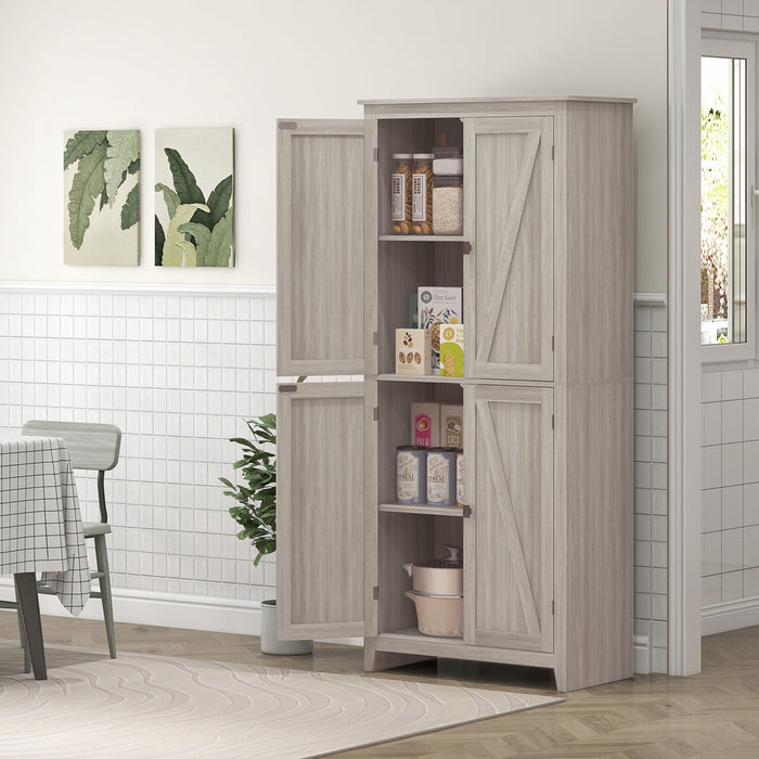 HOMCOM Garde-manger de cuisine autoportant 72 po, armoire buffet, gris