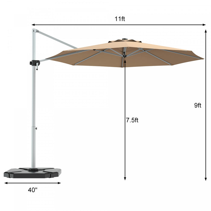 Costway Parasol deporte pour patio de 11 pieds, rotation a 360 degres, inclinaison en aluminium, beige