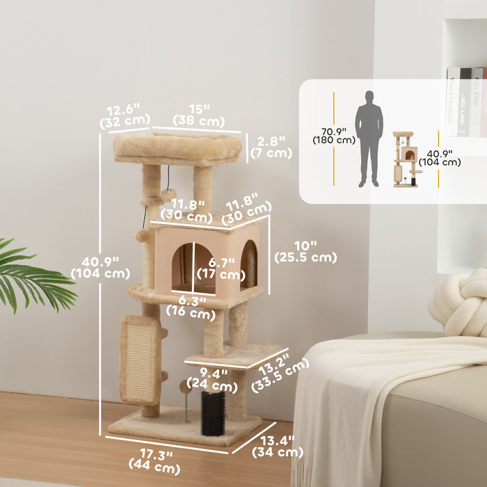 Arbre a Chats de 104 cm avec Poteaux a Griffer, Beige