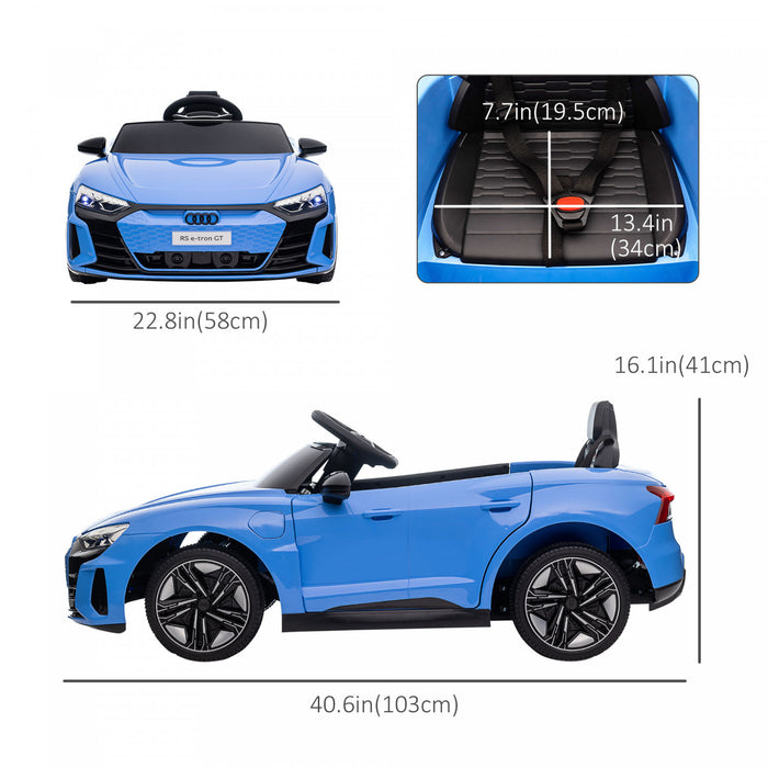 Aosom Audi Voiture Electrique Sous Licence Sur Avec Telecommande, 12v 3.1 Mph Jouet Pour 37-60 Mois Garcons Et Filles Avec Systeme De Suspension, Klaxon, Musique, Lumieres, Bleue