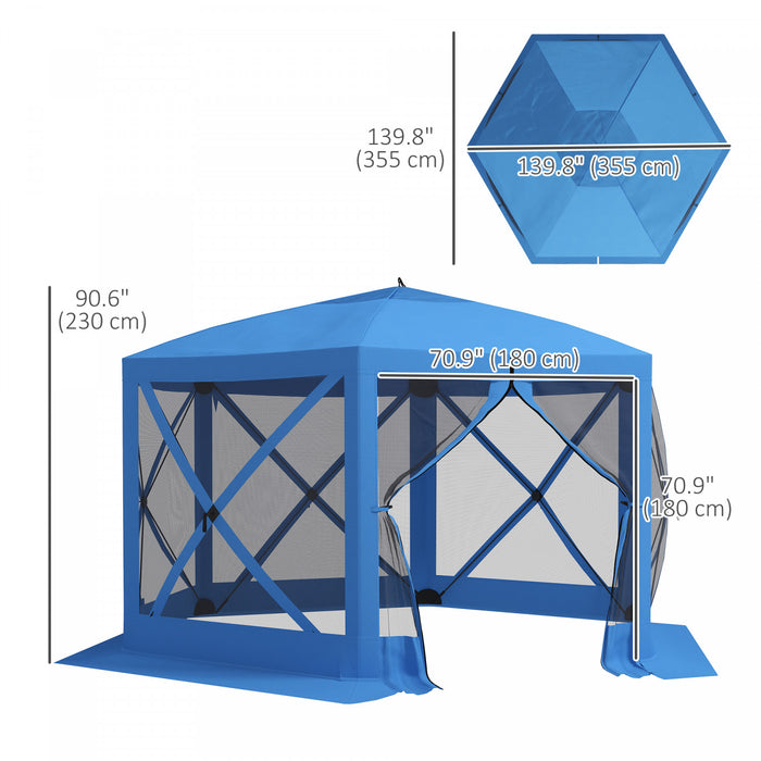 Outsunny Tente Moustiquaire Escamotable 12' X 12', Abri De Camping, Bleu