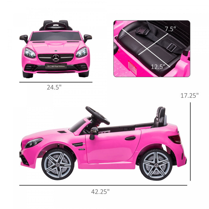 Aosom 12v Voiture Electrique Pour Enfants Avec Telecommande Parent Deux Moteurs Musique Lumieres Suspension Roues Pour 3-6 Ans Rose