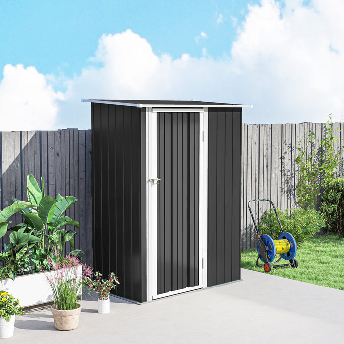 Outsunny Abri de jardin, abri a outils en metal avec toit incline, gris