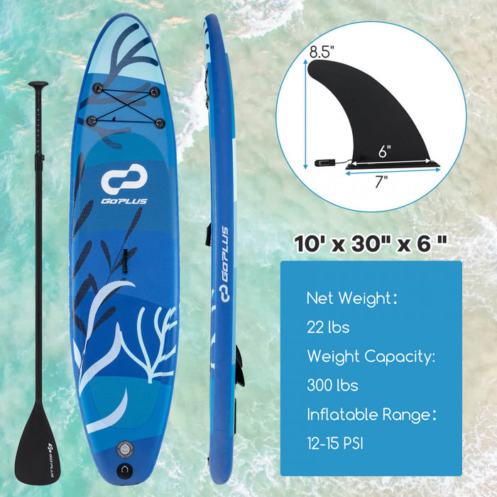Petite Planche Gonflable De Sup Goplus, Planche De Pagaie Portable Avec Des Anneaux 5d