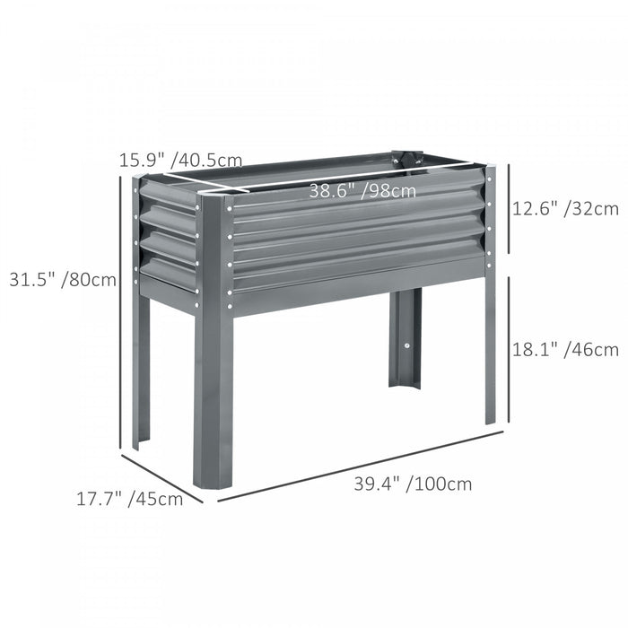 Outsunny Lit De Jardin Sureleve , Jardiniere Surelevee Galvanisee, Argente
