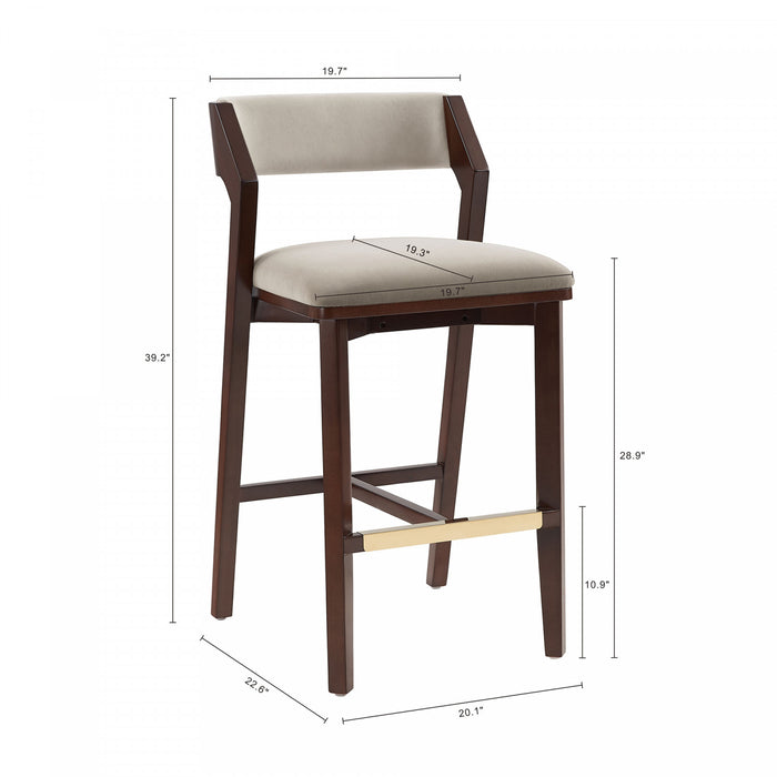 Tabouret de bar moderne en bois Patricia avec revetement en lin - Lot de 2