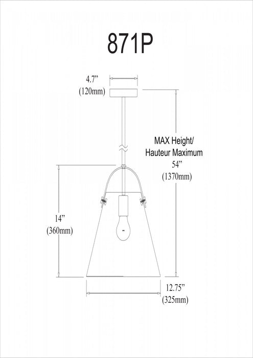 Luminaire suspendu moyen Polly de Dainolite en verre transparent, avec fini noir mat et 1 ampoule