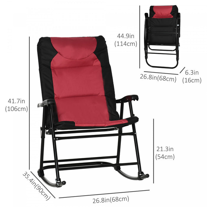 Ensemble De Chaises Bercantes Pliables De Patio Outsunny 2 Pcs, Rouge
