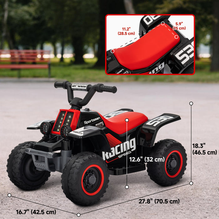 Qaba Quad 6 V Pour Enfants, 4 Roues Alimentees Par Batterie, Voiture Electrique Avec Phares Led, Avant Et Arriere, Pour Garcons Et Filles Ages De 3 A 6 Ans, Noir