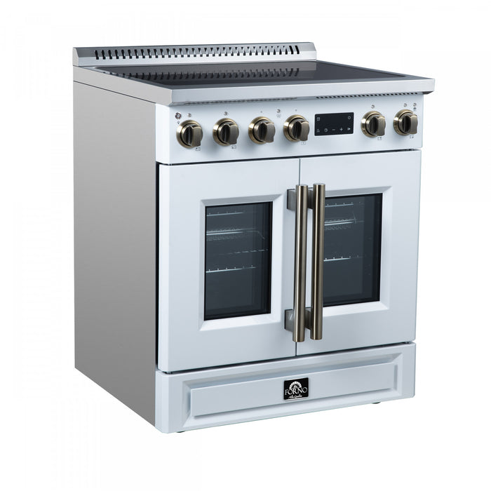 Cuisiniere a induction Torino de 30 po, blanche, avec portes francaises, 4,32 pi³ – FFSIN0950-30WHT