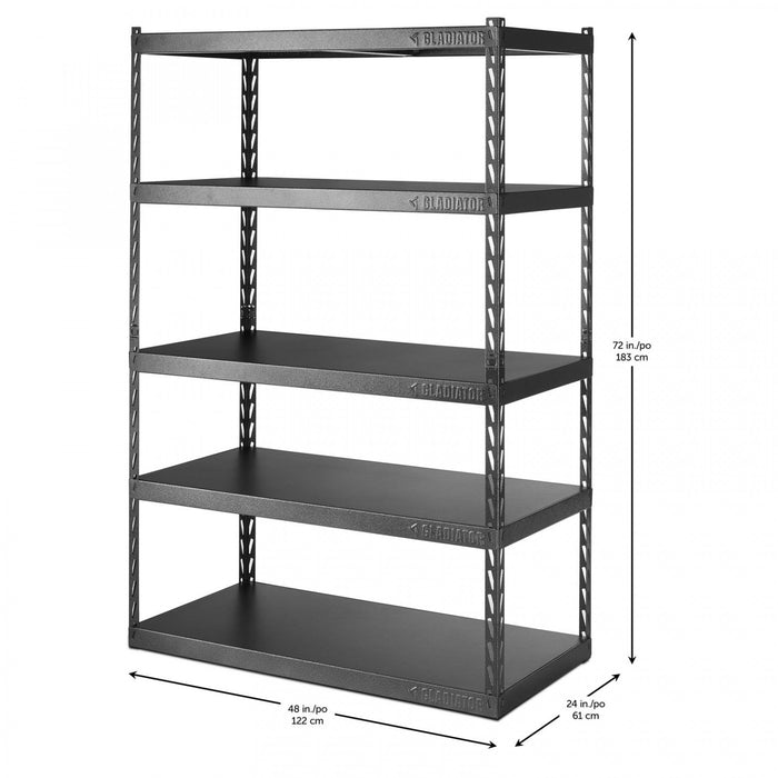 Étagère EZ Connect de 48 po de largeur à 5 tablettes de 24 po de profondeur de Gladiator - granite martelé
