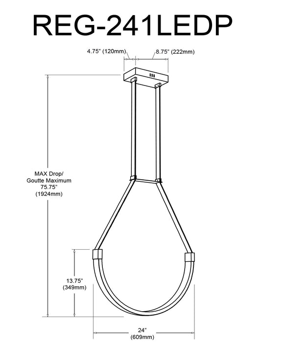 Luminaire suspendu Regan de Dainolite en silicone blanc qui diffuse la lumière, avec fini noir mat et ampoule à DEL de 30 W