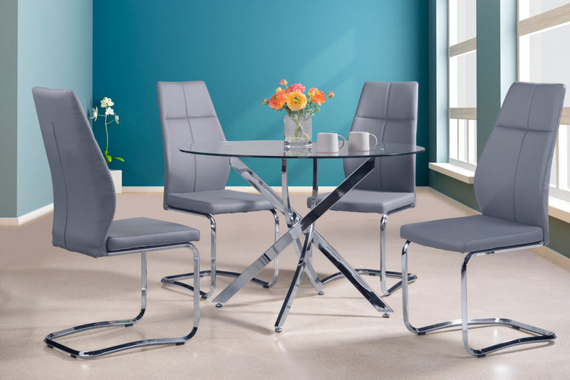 Chaise De Salle A Manger Julius En Similicuir Gris (ensemble De 2)