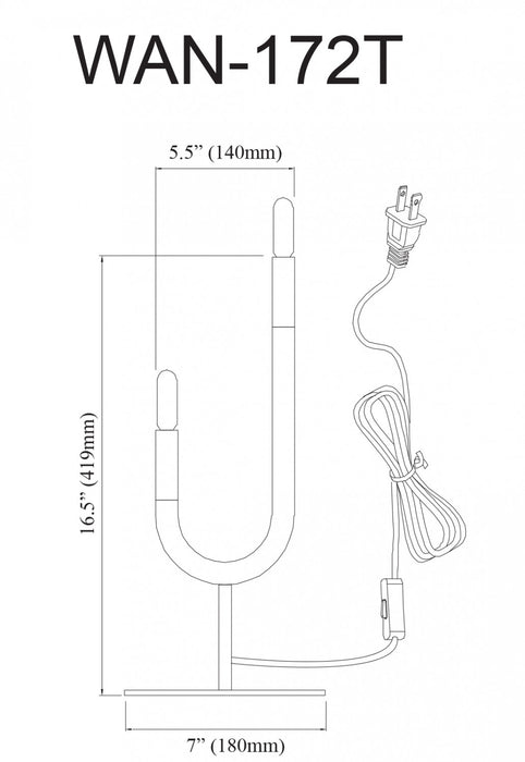 Lampe de table Wand de Dainolite avec fini noir mat et 2 ampoules