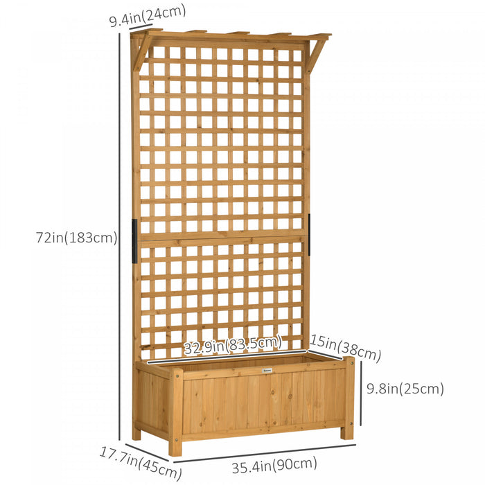 Outsunny Lit De Jardin Sureleve , Jardiniere En Bois Avec Treillis, Jardiniere Avec Ecran De Confidentialite Pour Cultiver Des Legumes, Des Herbes Et Des Fleurs Pour Le Jardin, La Terrasse, Jaune