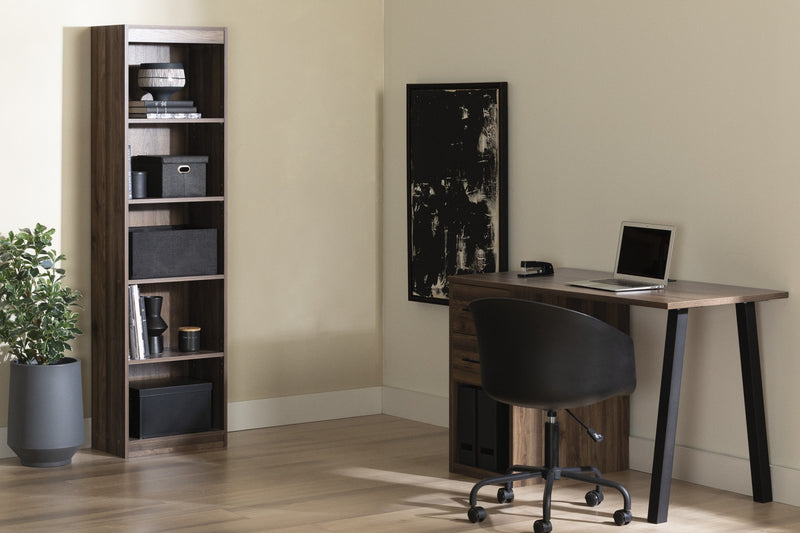 Bibliothèque étroite Axess à 5 tablettes - noyer naturel