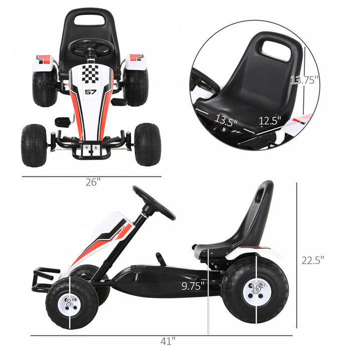 Aosom Pedale Go Kart Enfants Monter Sur Style De Course De Voitures Avec Siege Reglable, Roues En Plastique, Frein A Main Et Levier De Vitesse, Noir