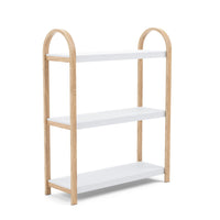 Bibliothèque moderne Bellwood de Umbra à 3 tablettes - blanche et naturelle