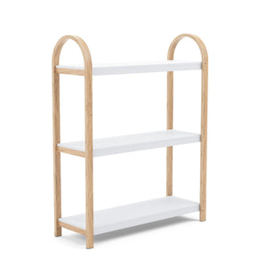 Bibliothèque moderne Bellwood de Umbra à 3 tablettes - blanche et naturelle