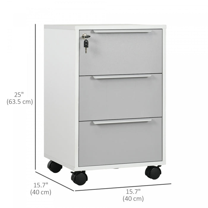 Homcom Classeur Verrouillable A 3 Tiroirs