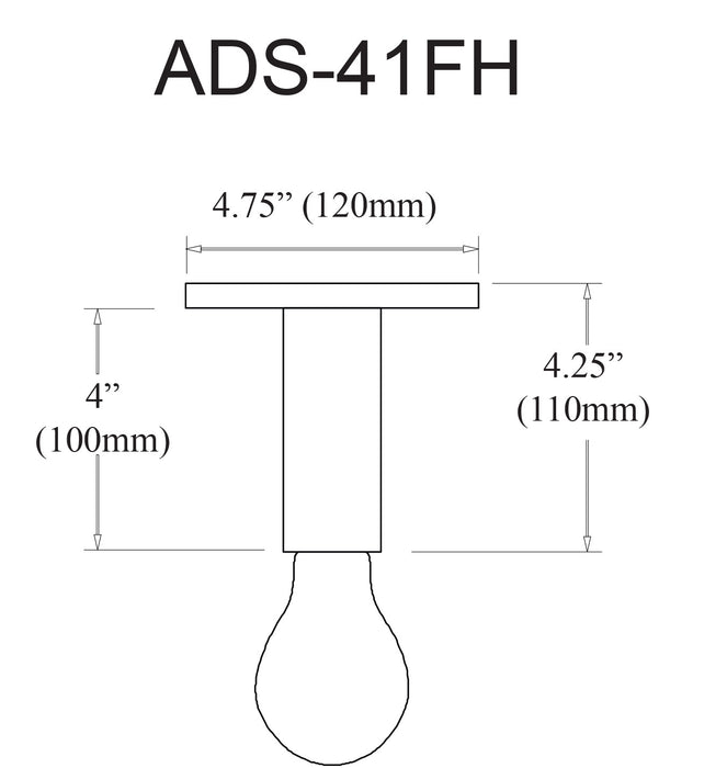 Plafonnier affleuré Adams de Dainolite avec fini noir mat et 1 ampoule