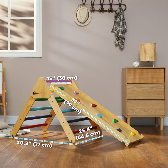Qaba Ensemble Triangulaire, Jouets D'escalade Pour Tout-petits Avec Rampe, Jouets D'escalade 2 En 1, Salle De Sport D'interieur Pour Bebe De 18 A 48 Mois, Multicolore