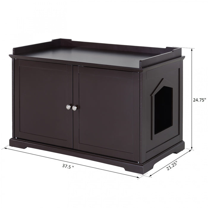 Pawhut Boite A Litiere Pour Chat Couverte 2 En 1 Toilettes Rangement Hideaway Armoire Banc Decor A La Maison