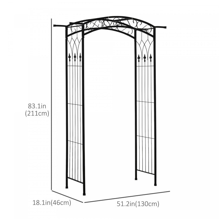 Outsunny Arbre De Jardin Exterieur Motifs En Volutes Arche De Mariage Noir