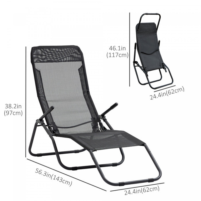 Chaise Longue De Patio Pliable Outsunny Noire