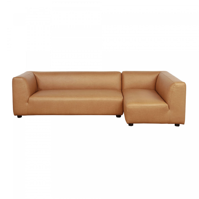 Canape sectionnel moderne contemporain Lukas 2 pieces, 118\", oriente a droite, couleur camel