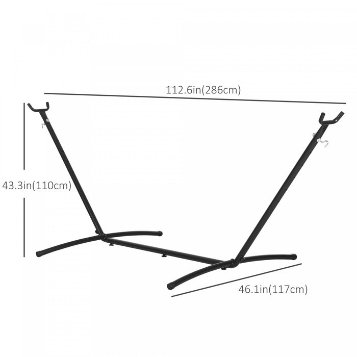 Outsunny 9.2'l Support De Hamac Reglable Robuste Universel Jardin Camping En Plein Air Pique-nique Lit De Soleil Balancoire Cadre En Metal Avec Six Trous Pour Ajuster Noir
