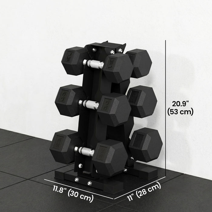 Soozier Set d’Halteres Hexagonaux 54,4 kg avec Rack Vertical pour Home Gym