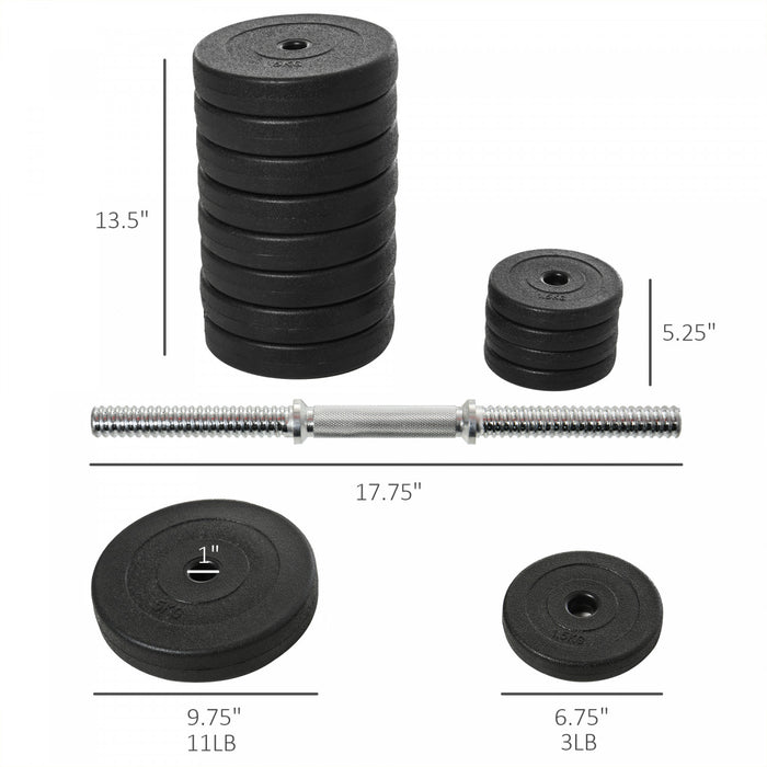 Ensemble d'halteres reglables Soozier, 2 x 55 lb, pour la musculation et le fitness a domicile, noir