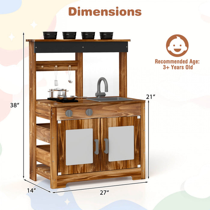 Ensemble De Cuisine De Boue Costway Pour Enfants Avec Robinet D'evier Amovible Double Poeles 4 Pots De Plantation