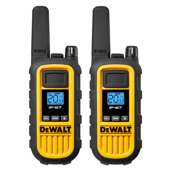 6 Talkies de chantier Dewalt DXFRS800 Plus écouteurs - 2 Watt, robuste, longue portée, radios bidirectionnelles intérieures-extérieures + 22 canaux