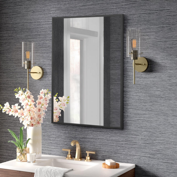 Miroir rectangulaire linéaire Arcus 24 po x 36 po fabriqué à la main - noir