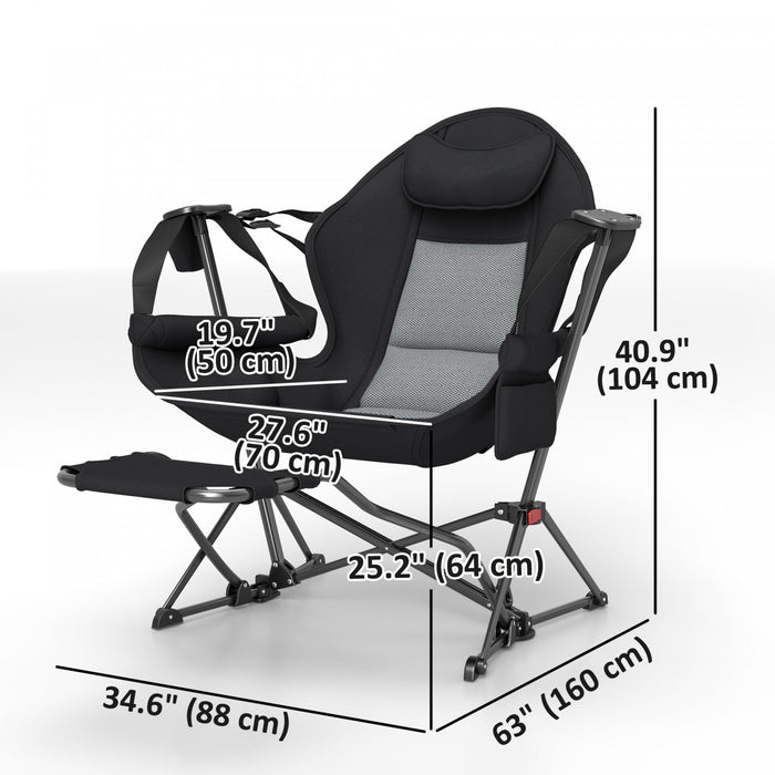 Outsunny Ensemble De 2 Chaises De Camping Hamac Avec Dossier Reglable
