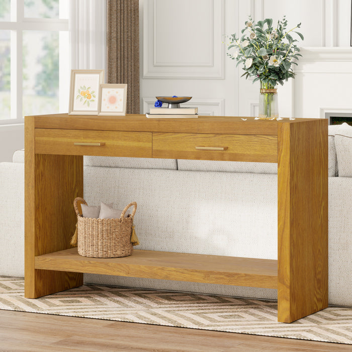 Console de style maison de campagne Aubrey 120 cm avec rangement - brune